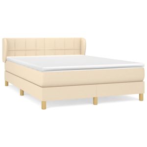 Boxspring met matras stof crèmekleurig 140x200 cm