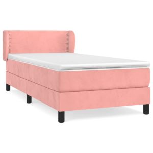 Boxspring met matras fluweel roze 90x200 cm
