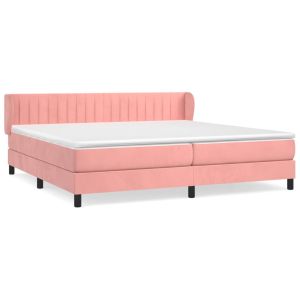 Boxspring met matras fluweel roze 200x200 cm