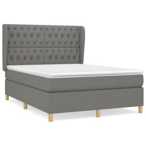 Boxspring met matras stof donkergrijs 140x190 cm