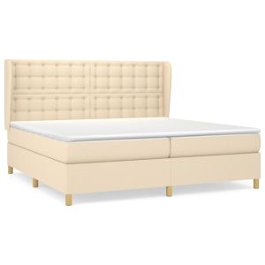 Boxspring met matras stof crèmekleurig 200x200 cm