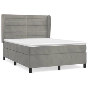 Boxspring met matras fluweel lichtgrijs 140x200 cm