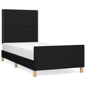 Bedframe met hoofdeinde stof zwart 90x200 cm