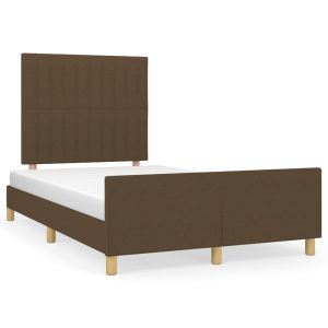 Bedframe met hoofdeinde stof donkerbruin 120x200 cm