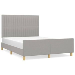 Bedframe met hoofdeinde stof lichtgrijs 140x200 cm
