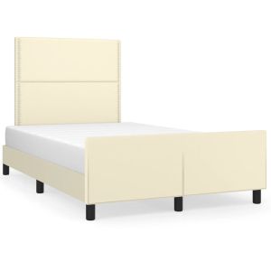 Bedframe met hoofdbord kunstleer crèmekleurig 120x200 cm