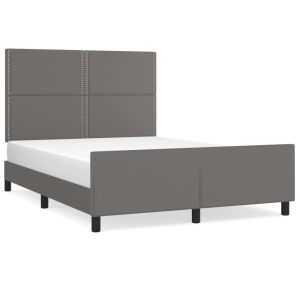 Bedframe met hoofdbord kunstleer grijs 140x200 cm