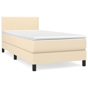 Boxspring met matras stof crèmekleurig 90x200 cm