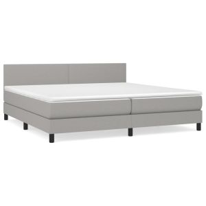 Boxspring met matras stof lichtgrijs 200x200 cm