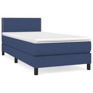 Boxspring met matras stof blauw 80x200 cm
