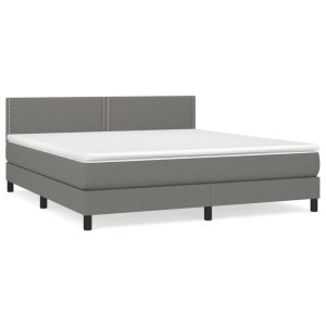 Boxspring met matras stof donkergrijs 180x200 cm