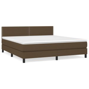 Boxspring met matras stof donkerbruin 180x200 cm