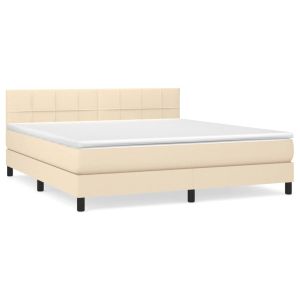 Boxspring met matras stof crèmekleurig 180x200 cm