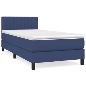 Boxspring met matras stof blauw 90x190 cm