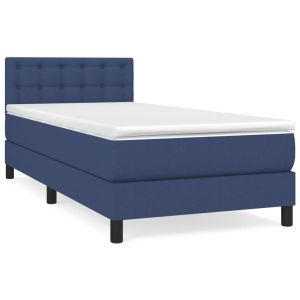 Boxspring met matras stof blauw 80x200 cm