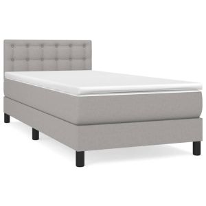 Boxspring met matras stof lichtgrijs 90x190 cm