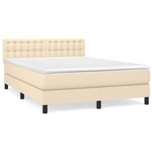 Boxspring met matras stof crèmekleurig 140x200 cm