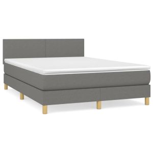 Boxspring met matras stof donkergrijs 140x190 cm