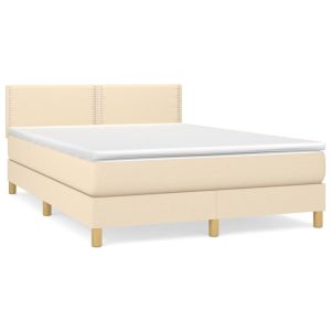 Boxspring met matras stof crèmekleurig 140x190 cm