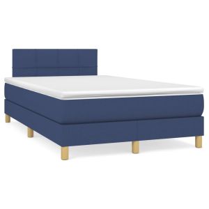 Boxspring met matras stof blauw 120x200 cm