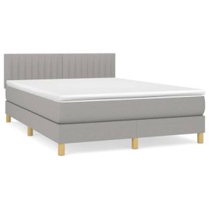 Boxspring met matras stof lichtgrijs 140x200 cm