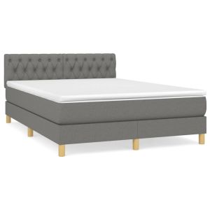 Boxspring met matras stof donkergrijs 140x190 cm