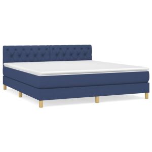 Boxspring met matras stof blauw 160x200 cm