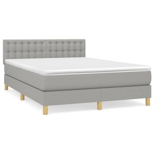 Boxspring met matras stof lichtgrijs 140x190 cm