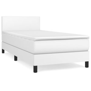 Boxspring met matras kunstleer wit 90x190 cm