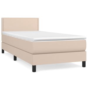 Boxspring met matras kunstleer cappuccinokleurig 90x190 cm