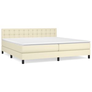 Boxspring met matras kunstleer crèmekleurig 200x200 cm