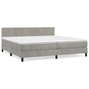 Boxspring met matras fluweel lichtgrijs 200x200 cm