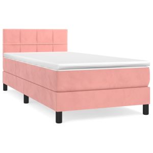 Boxspring met matras fluweel roze 80x200 cm