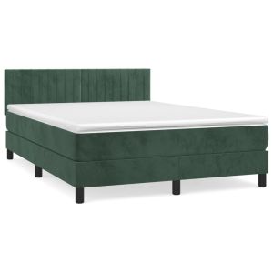 Boxspring met matras fluweel donkergroen 140x200 cm