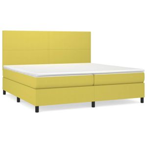 Boxspring met matras stof groen 200x200 cm