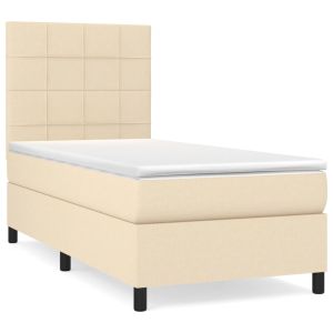 Boxspring met matras stof crèmekleurig 90x200 cm