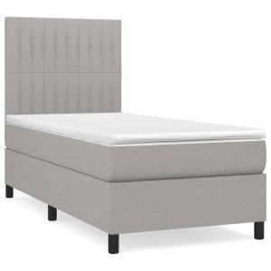 Boxspring met matras stof lichtgrijs 100x200 cm