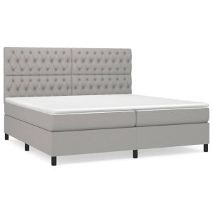 Boxspring met matras stof lichtgrijs 200x200 cm