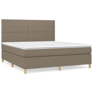 Boxspring met matras stof taupe 180x200 cm