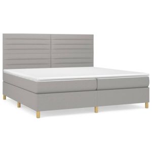 Boxspring met matras stof lichtgrijs 200x200 cm