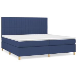 Boxspring met matras stof blauw 200x200 cm