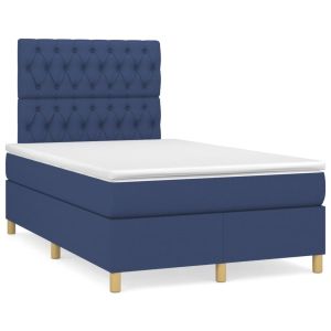 Boxspring met matras stof blauw 120x200 cm