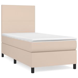 Boxspring met matras kunstleer cappuccinokleurig 80x200 cm
