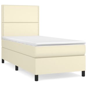 Boxspring met matras kunstleer crèmekleurig 80x200 cm