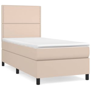 Boxspring met matras kunstleer cappuccinokleurig 90x200 cm