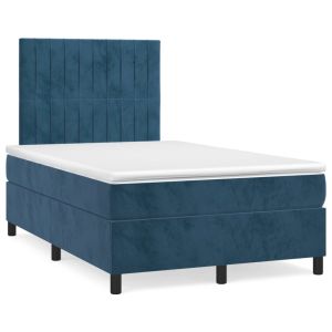 Boxspring met matras fluweel donkerblauw 120x200 cm