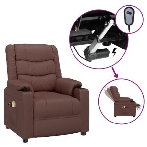 Massagestoel elektrisch kunstleer bruin