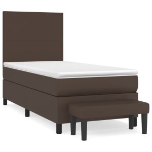 Boxspring met matras kunstleer bruin 100x200 cm