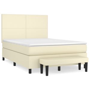Boxspring met matras kunstleer crèmekleurig 140x200 cm