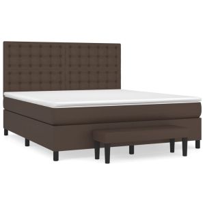 Boxspring met matras kunstleer bruin 160x200 cm